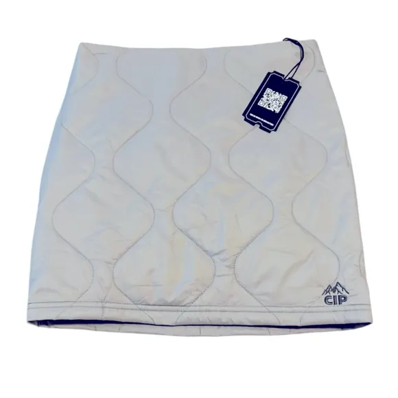 🆕 CONEY ISLAND PICNIC Alpine Slopes Quilted Nylon Miniskirt- Silver/Gray - 24
