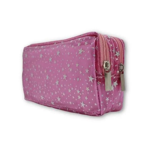 ■ Schoolbooks.ie - Double Pencil Case - Pink Stars