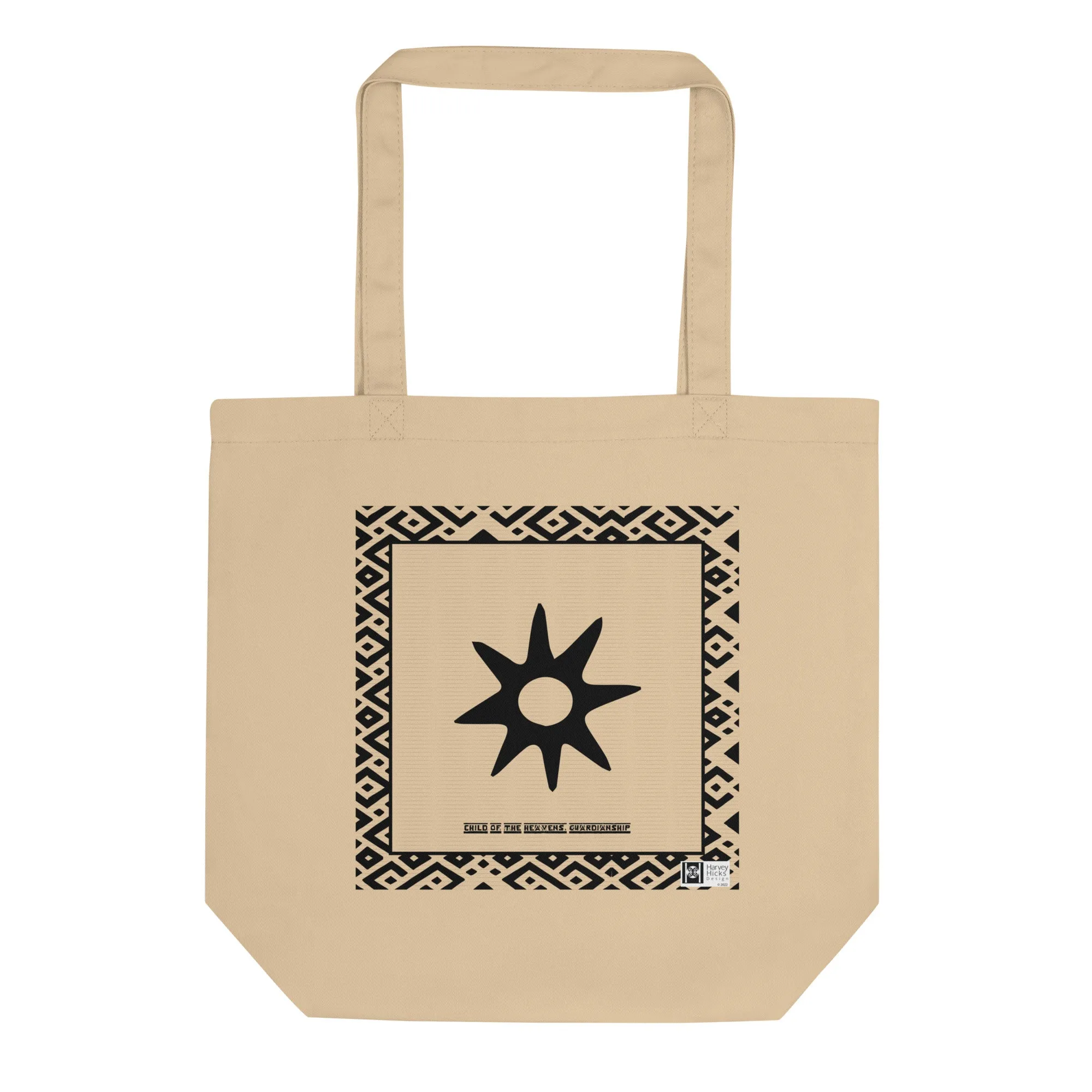 100% cotton Eco Tote Bag, featuring the Adinkra symbol for guardianship