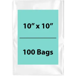 10X10 inches Clear Flat Poly Bags 1.5Mil Open Top (LDPE)