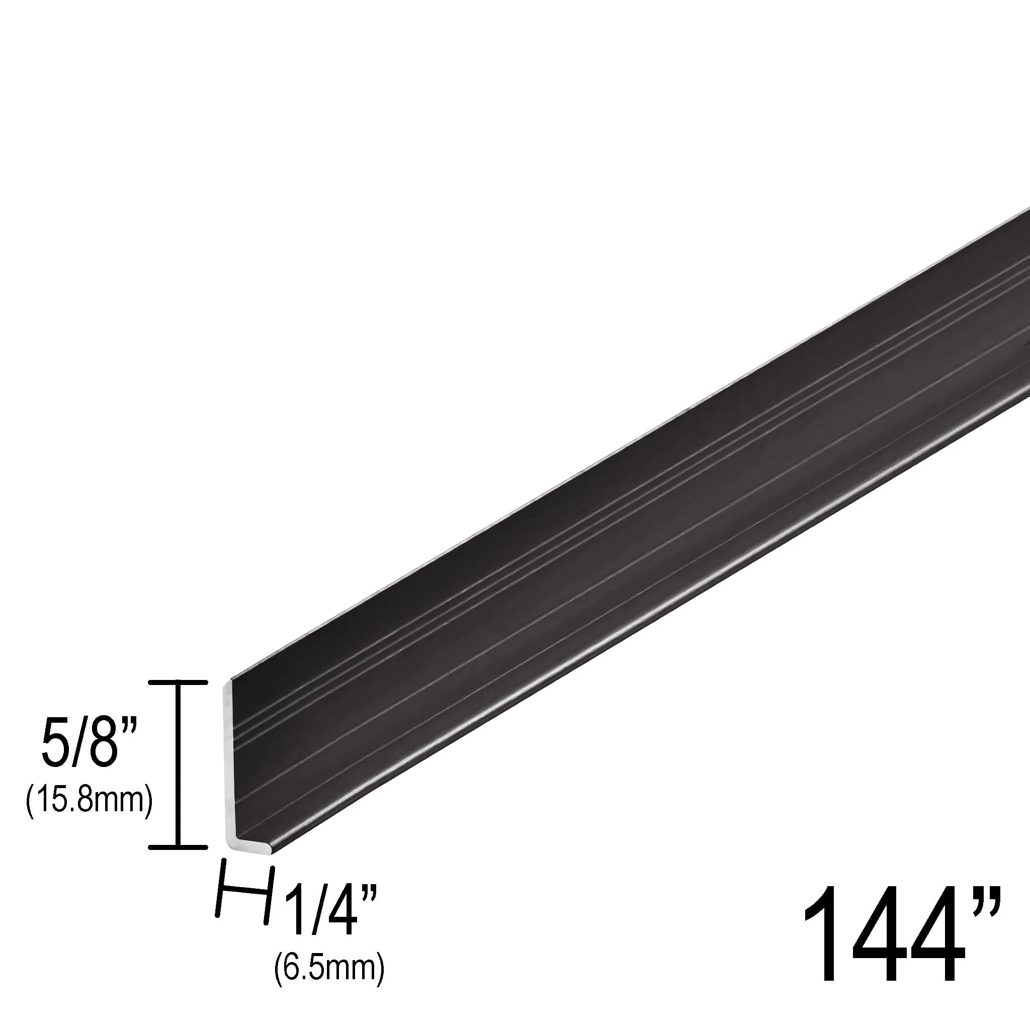 1/4" Mirror L-Channel - 5/8" Height (144") (CH, BN, MBL, SB, PN, BBRZ, GM, ORB)