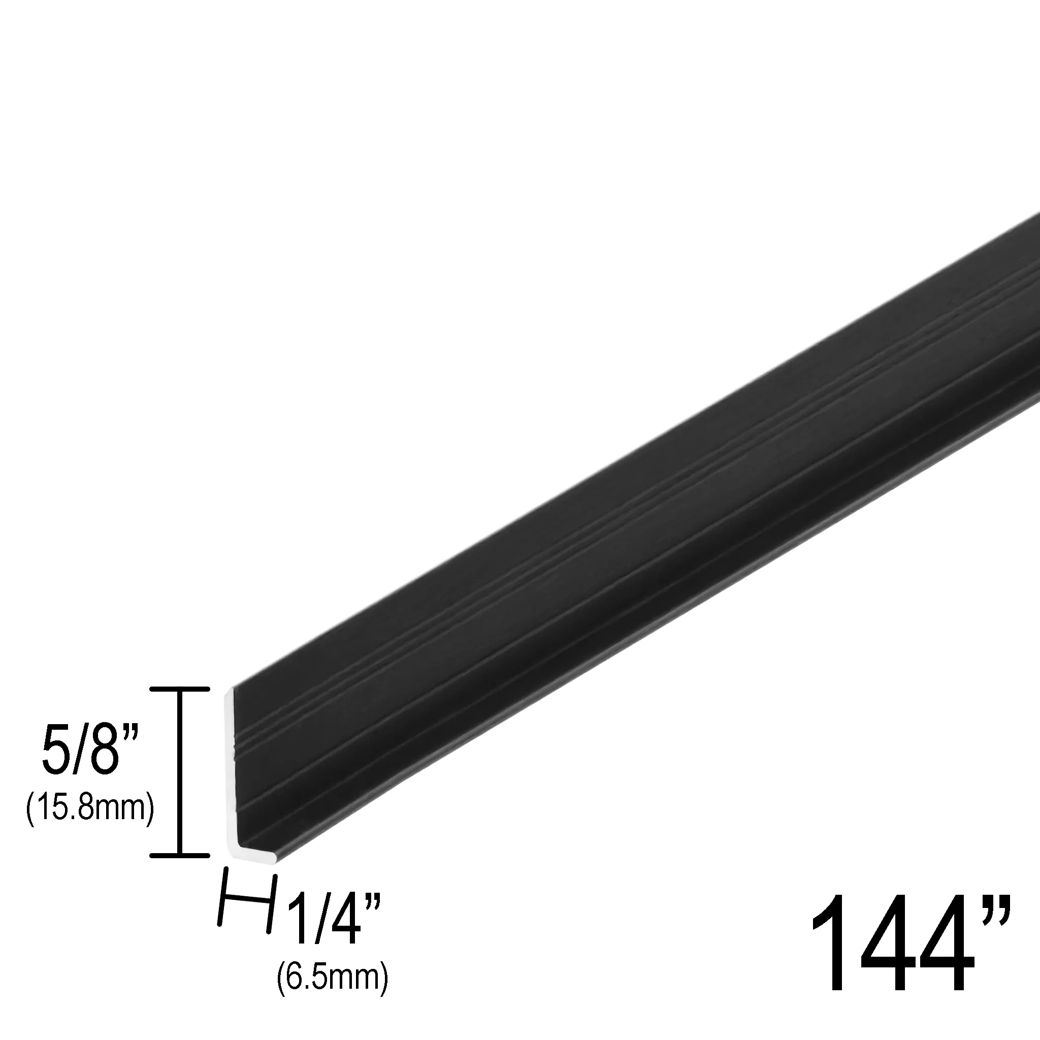 1/4" Mirror L-Channel - 5/8" Height (144") (CH, BN, MBL, SB, PN, BBRZ, GM, ORB)
