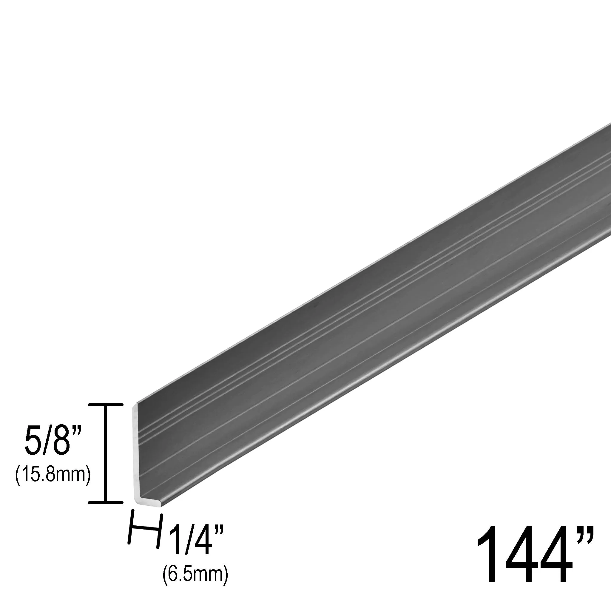 1/4" Mirror L-Channel - 5/8" Height (144") (CH, BN, MBL, SB, PN, BBRZ, GM, ORB)