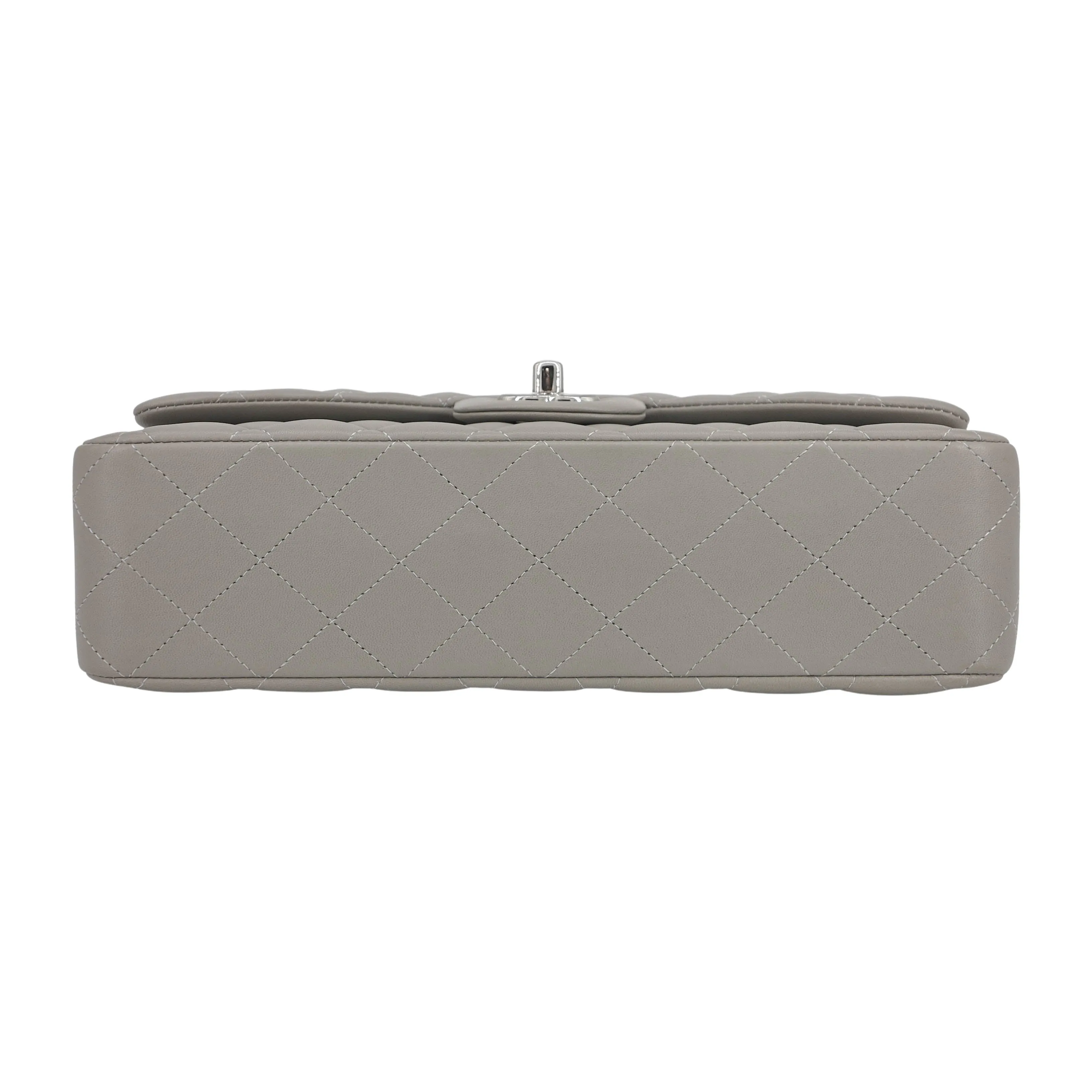 19B Grey Lambskin Medium Classic Double Flap Bag