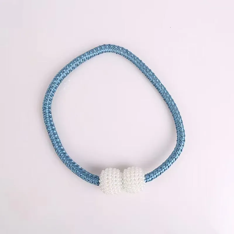 2 Pack Decorative Pearl Magnetic Curtain Tieback Set