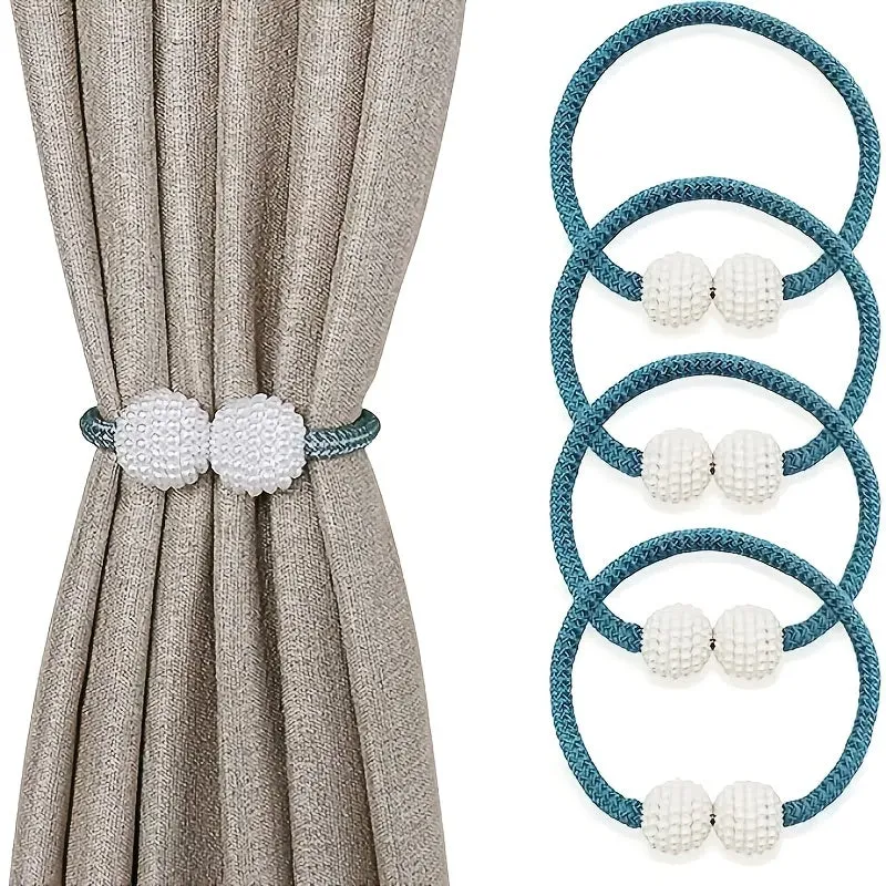 2 Pack Decorative Pearl Magnetic Curtain Tieback Set