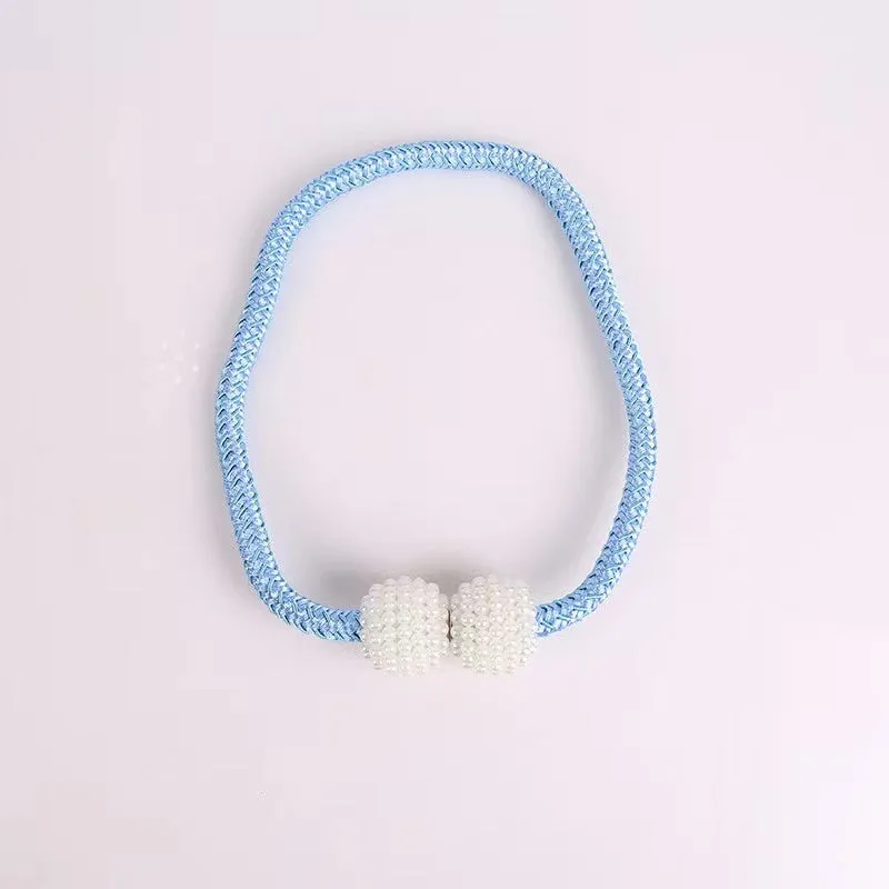 2 Pack Decorative Pearl Magnetic Curtain Tieback Set