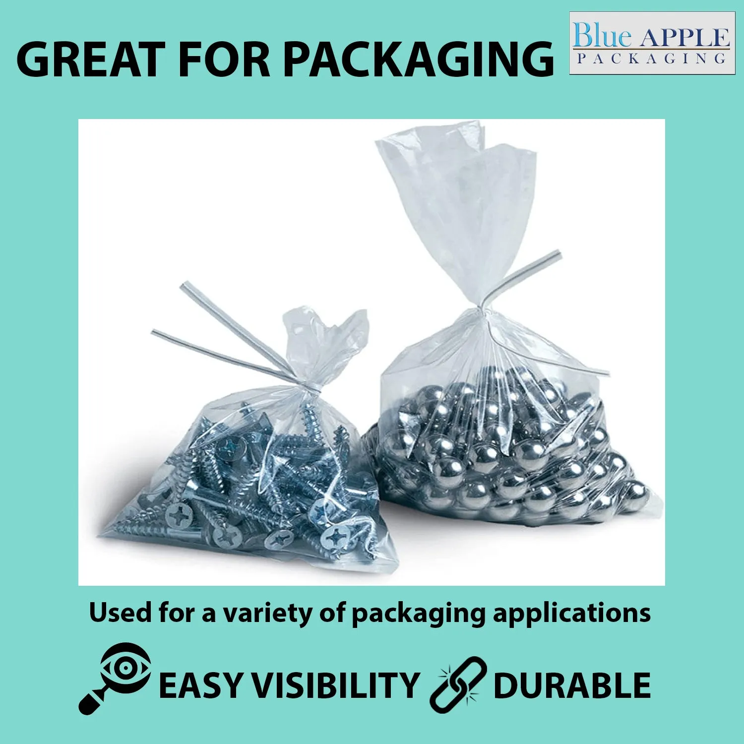 20X20 inches Clear Flat Poly Bags 1.5Mil Open Top (LDPE)