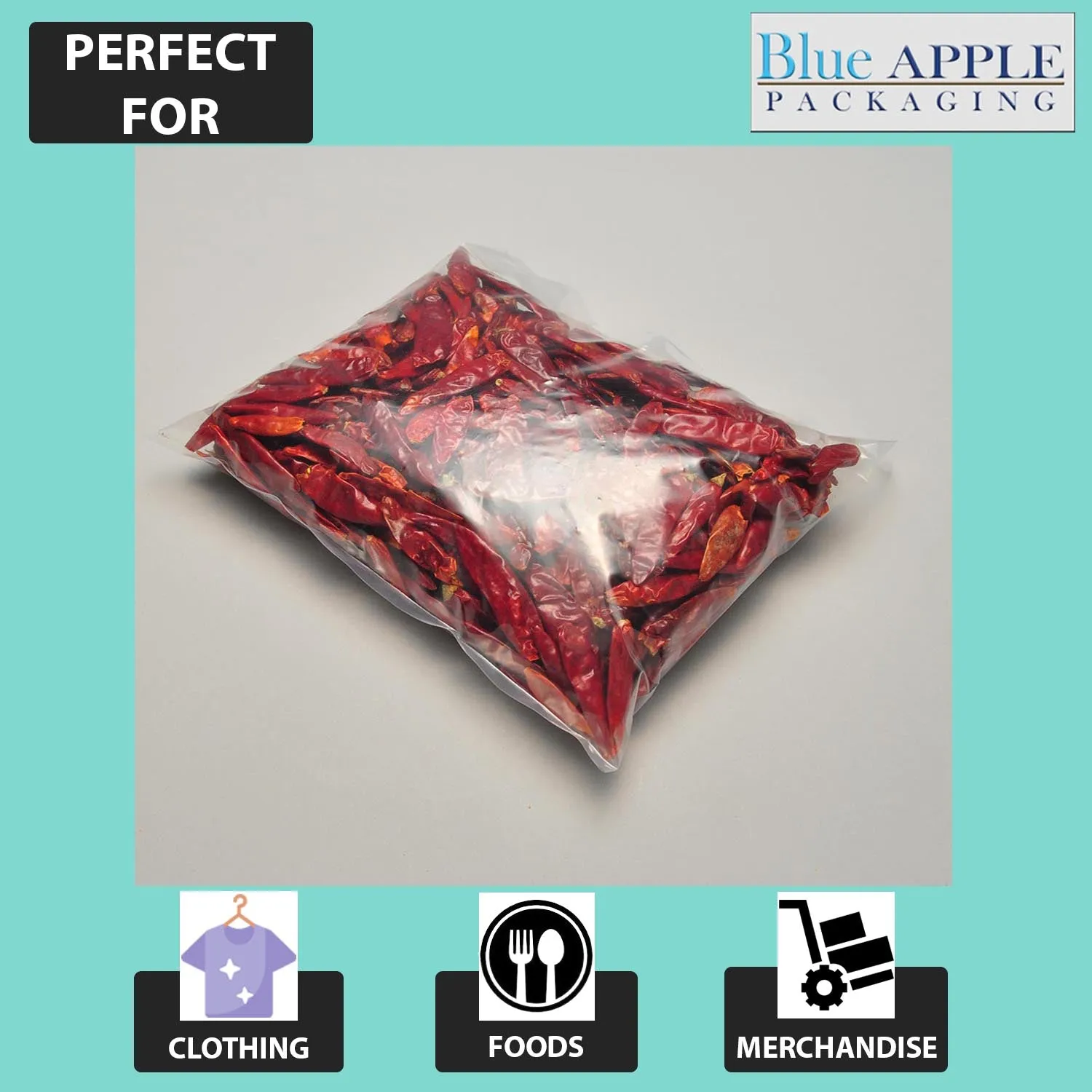 20X20 inches Clear Flat Poly Bags 1.5Mil Open Top (LDPE)