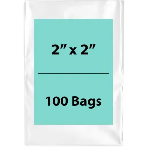 2X2 inches Clear Flat Poly Bags 1.5Mil Open Top (LDPE)