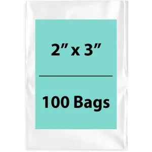 2X3 inches Clear Flat Poly Bags 1.5Mil Open Top (LDPE)