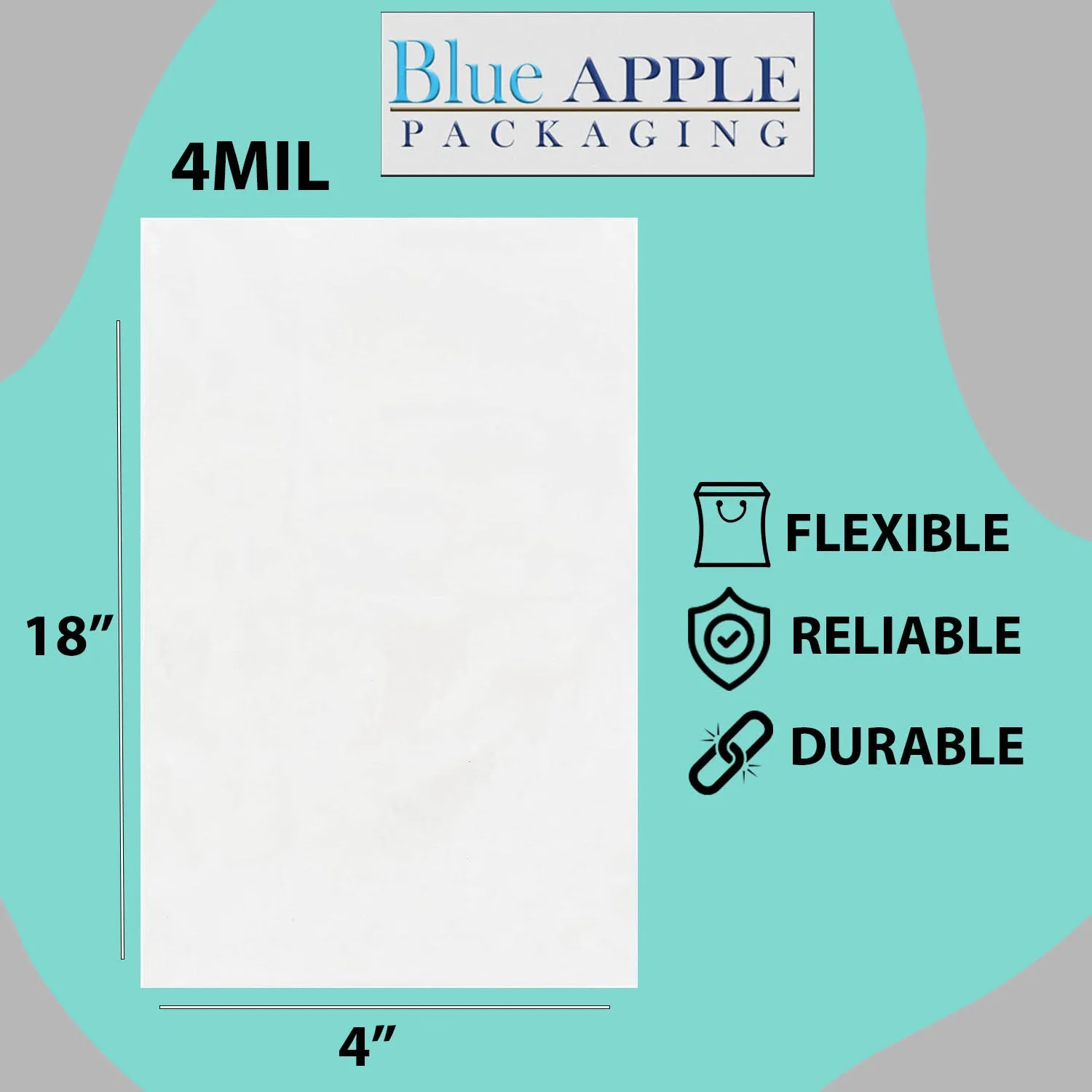 4X18 inches Clear Flat Poly Bags 1.5Mil Open Top (LDPE)