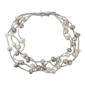 602-09-01 | FAWN SUEDE 4-STRAND MULTI PEARL NECKLACE