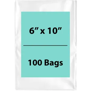 6X10 inches Clear Flat Poly Bags 3Mil Open Top (LDPE)