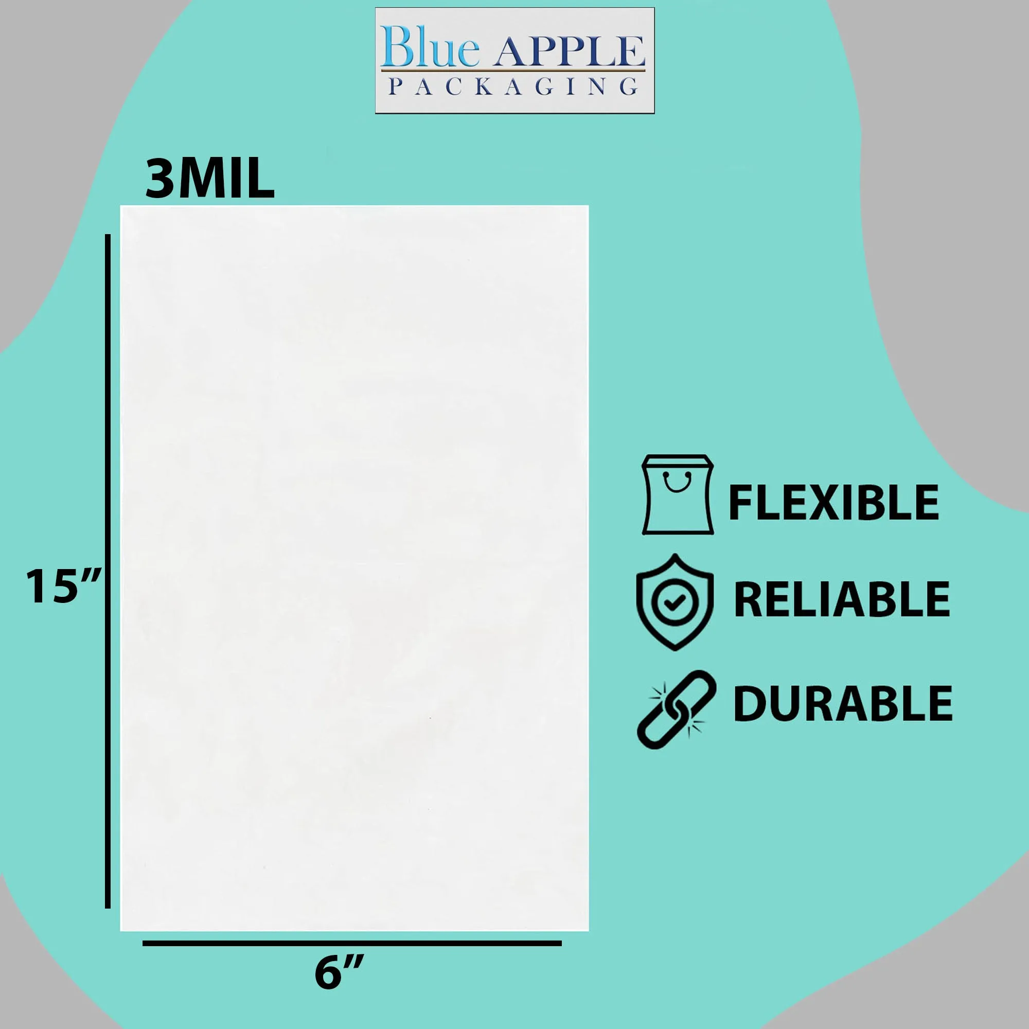 6X15 inches Clear Flat Poly Bags 3Mil Open Top (LDPE)