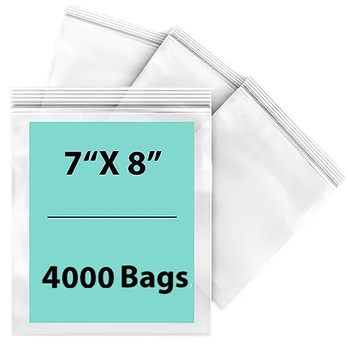 7X8 inches Reclosable Single Line Zipper Poly Bags 2 Mil (LDPE)