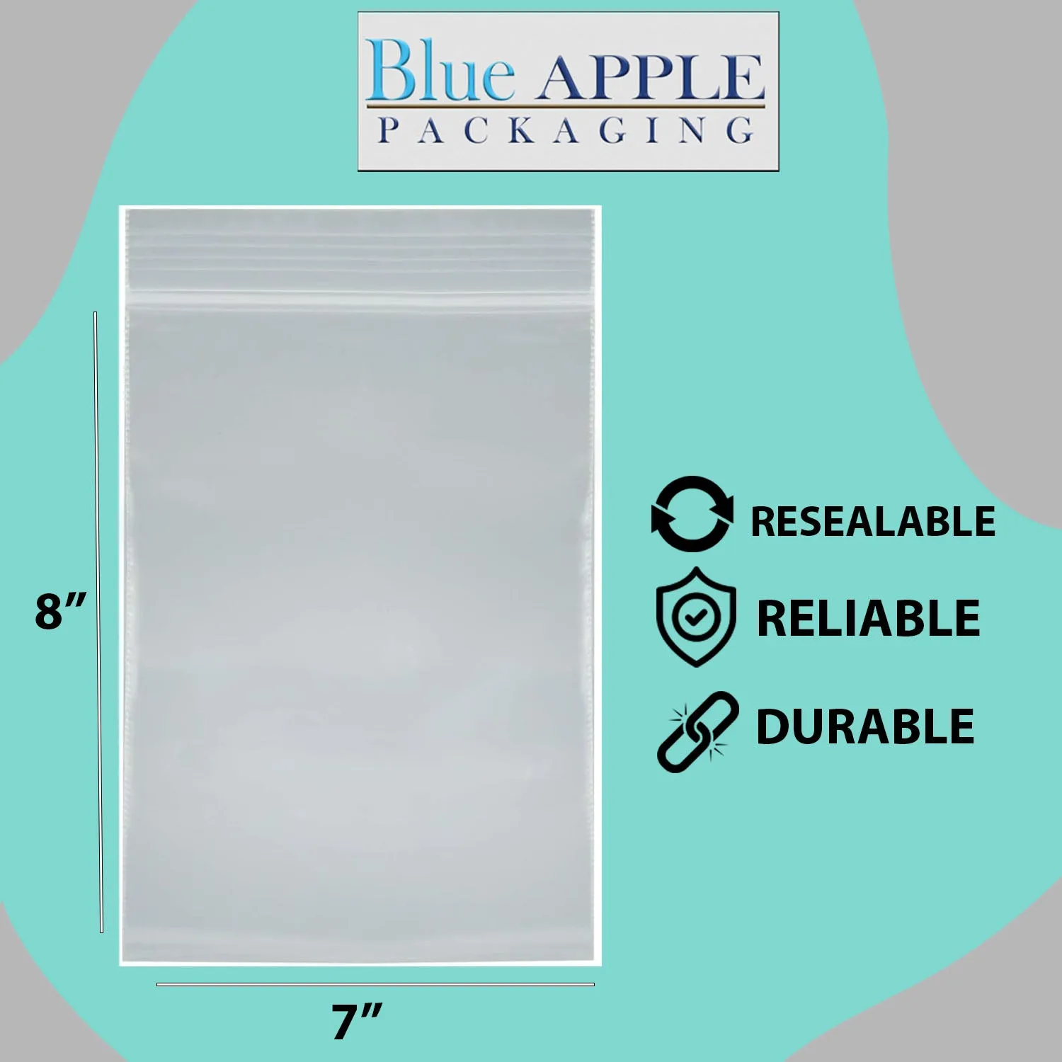 7X8 inches Reclosable Single Line Zipper Poly Bags 2 Mil (LDPE)