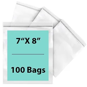 7X8 inches Reclosable Single Line Zipper Poly Bags 2 Mil (LDPE)