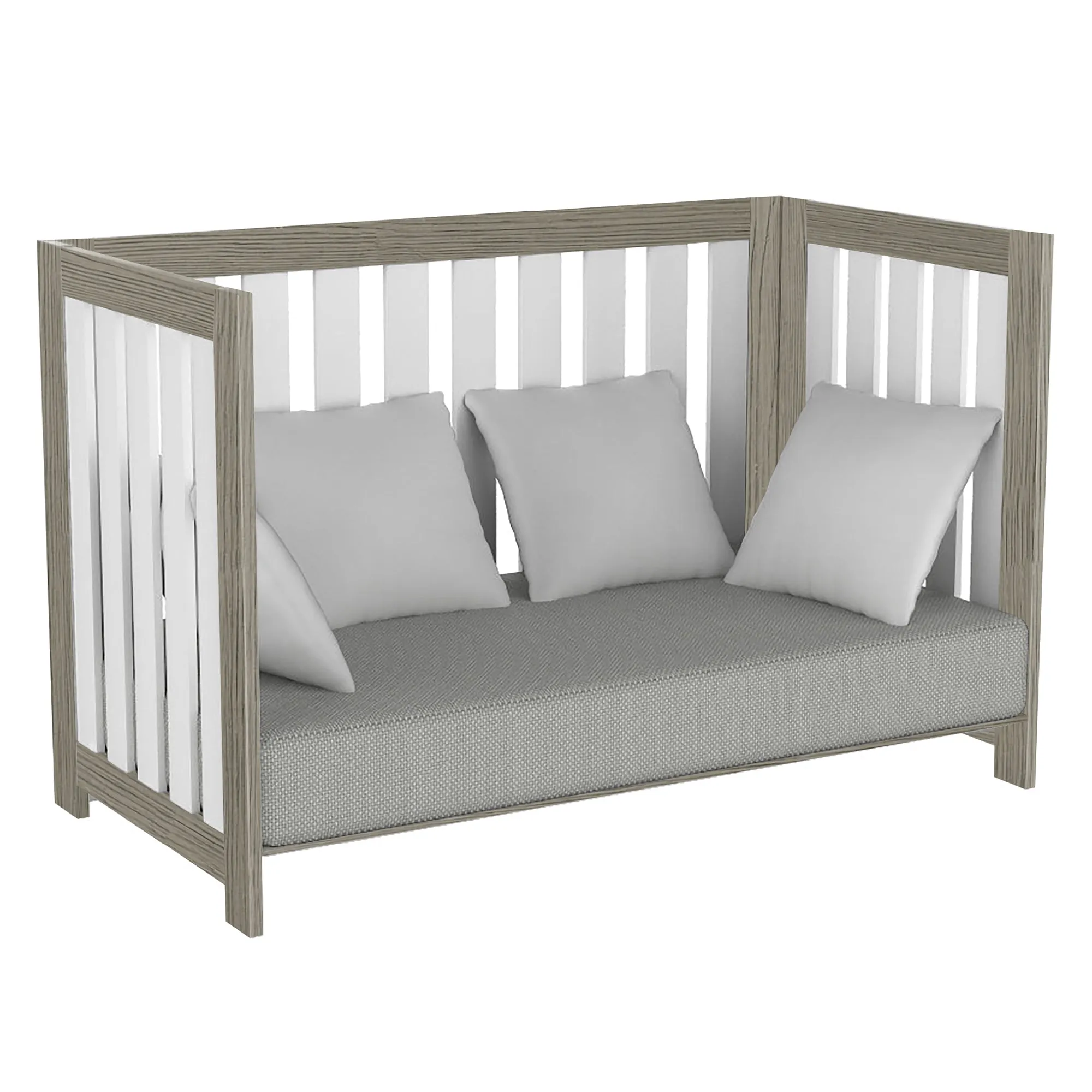 Adriana convertible crib, light gray and white