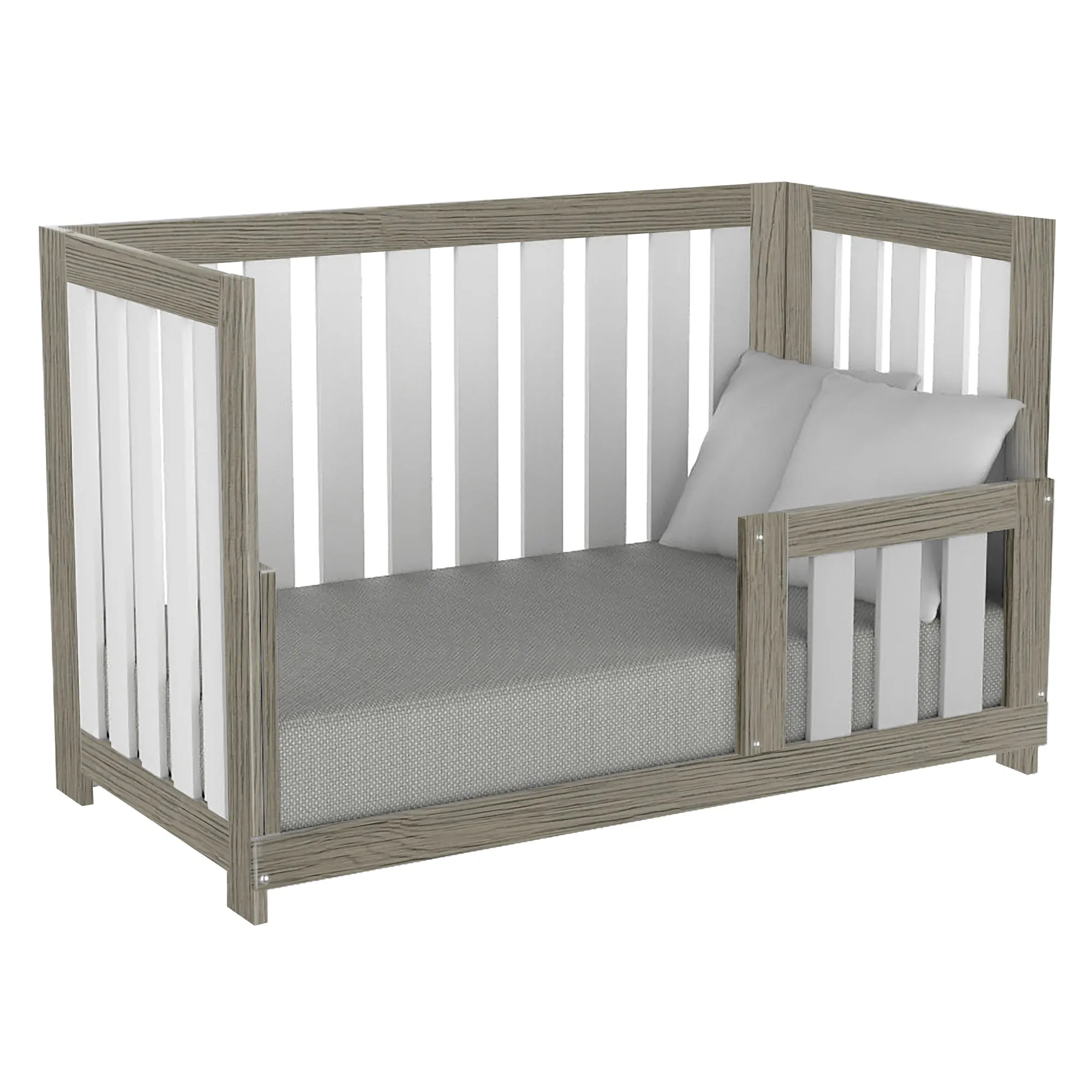 Adriana convertible crib, light gray and white