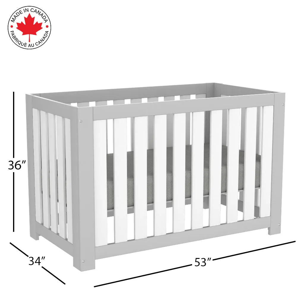 Adriana convertible crib, light gray and white