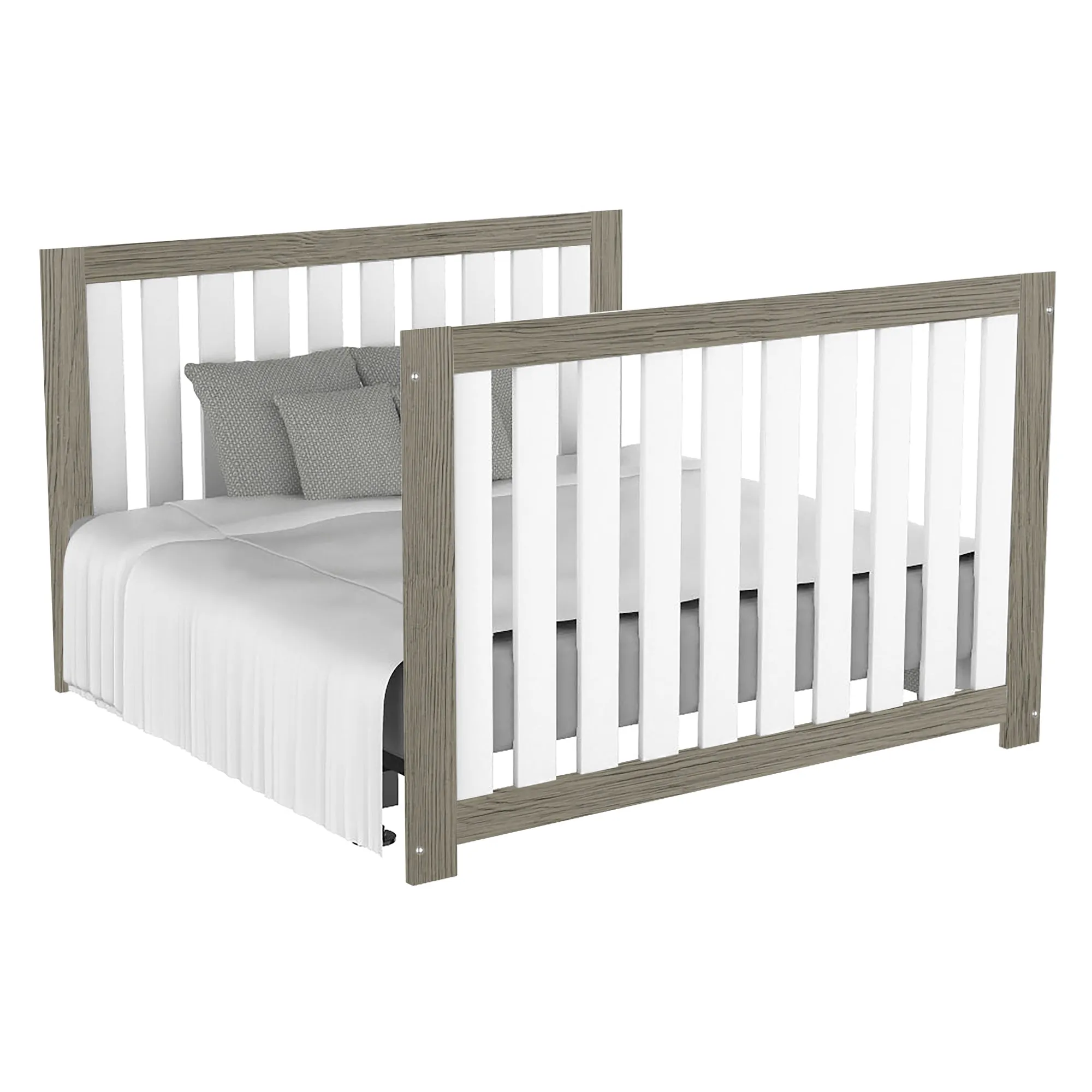 Adriana convertible crib, light gray and white