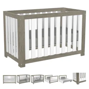 Adriana convertible crib, light gray and white