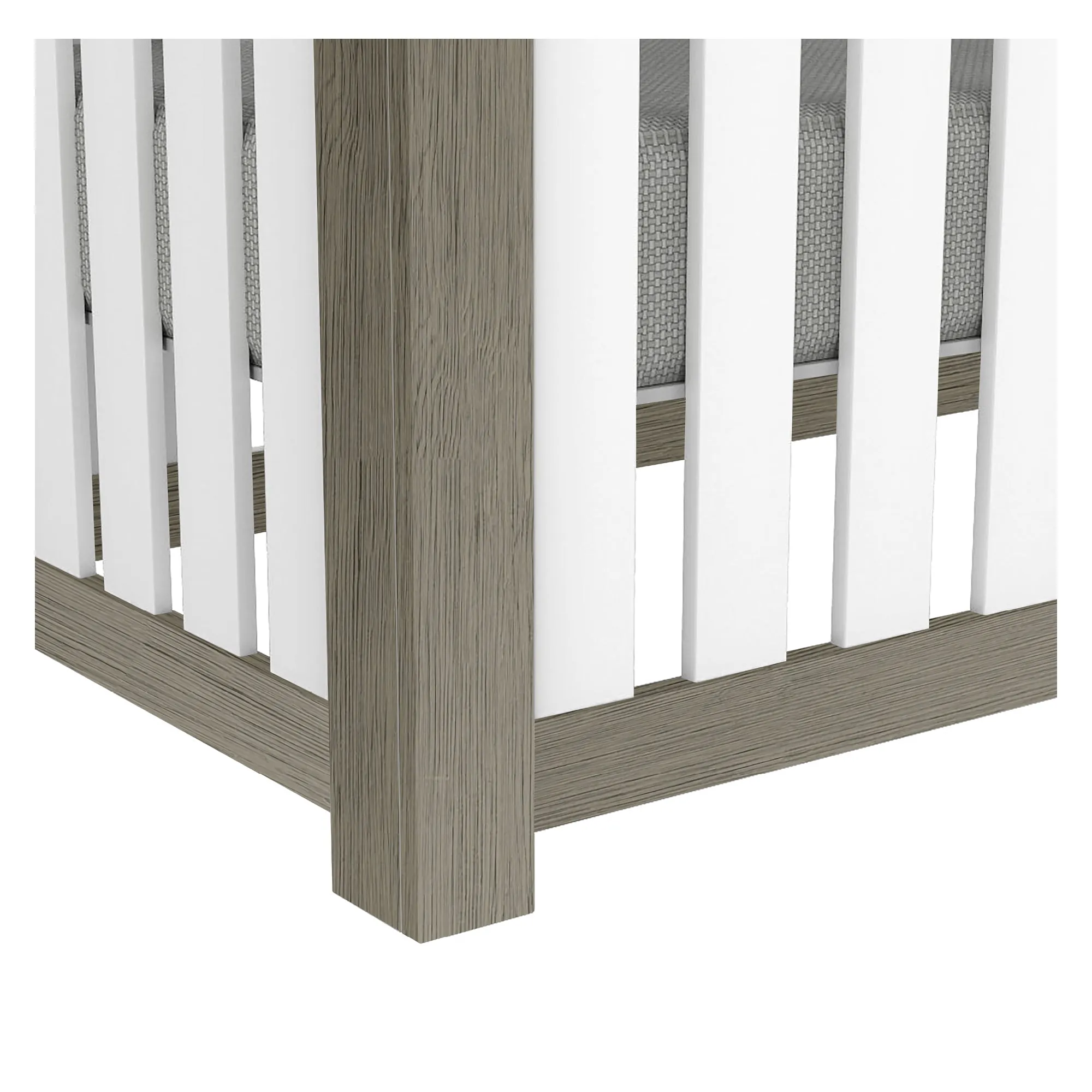 Adriana convertible crib, light gray and white