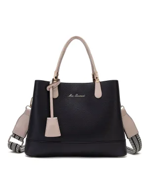 AINSLEY VEGAN TRIPLE COMPARTMENT BAG- XB-2338-BLK/TAUPE