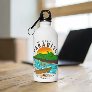 Another Day In Paradise, Mountain Biker, Sunset, Stainless Steel Water Bottle