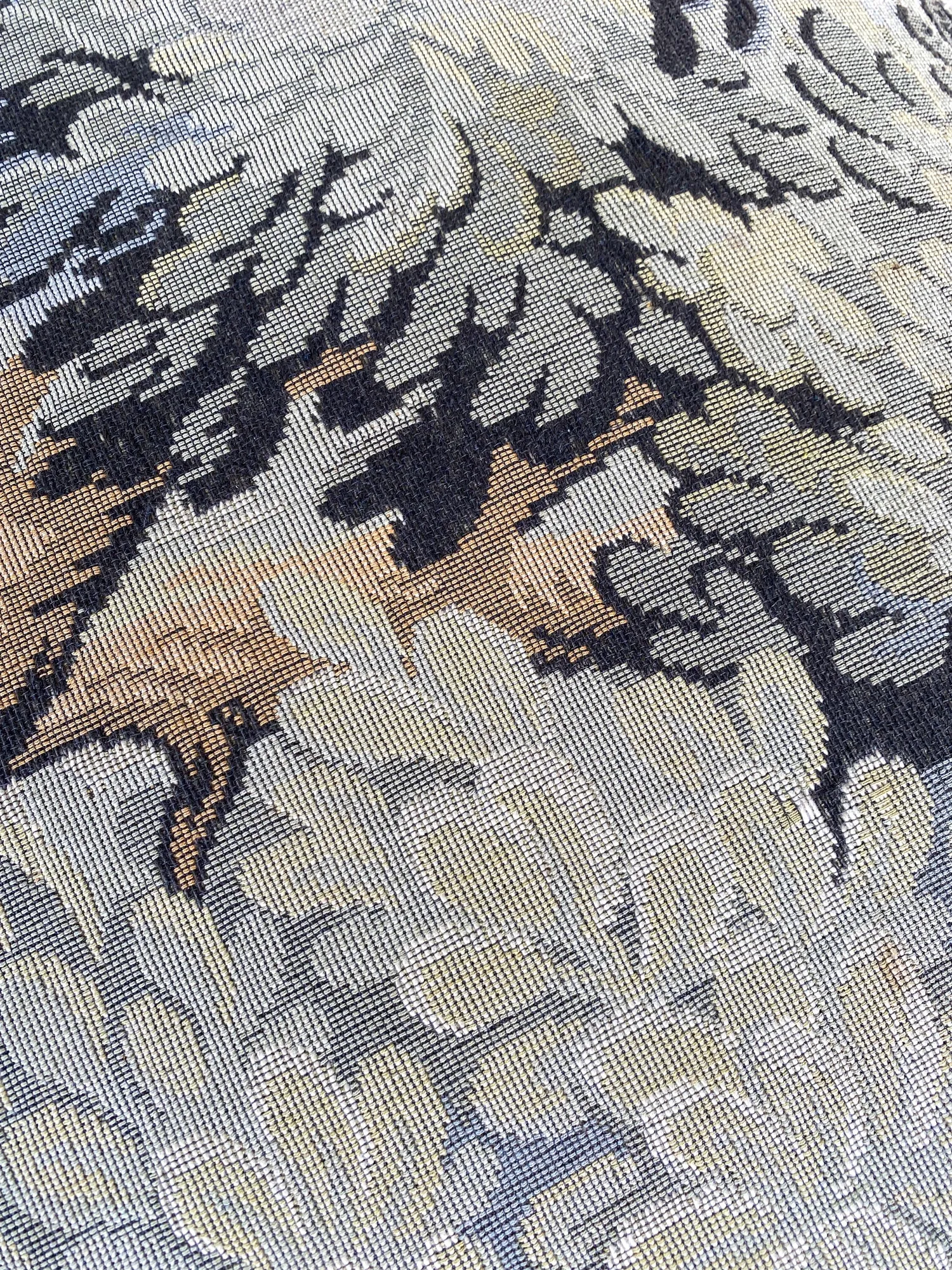 Antique French Barley Twist Ottoman with Embroidered Upholstery, circa 1900