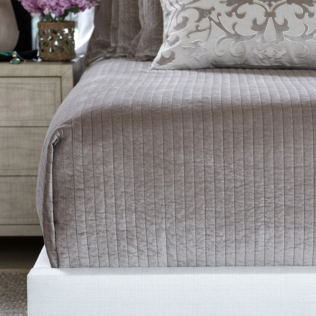 Aria Quilted Queen Coverlet Raffia Matte Velvet 96X98
