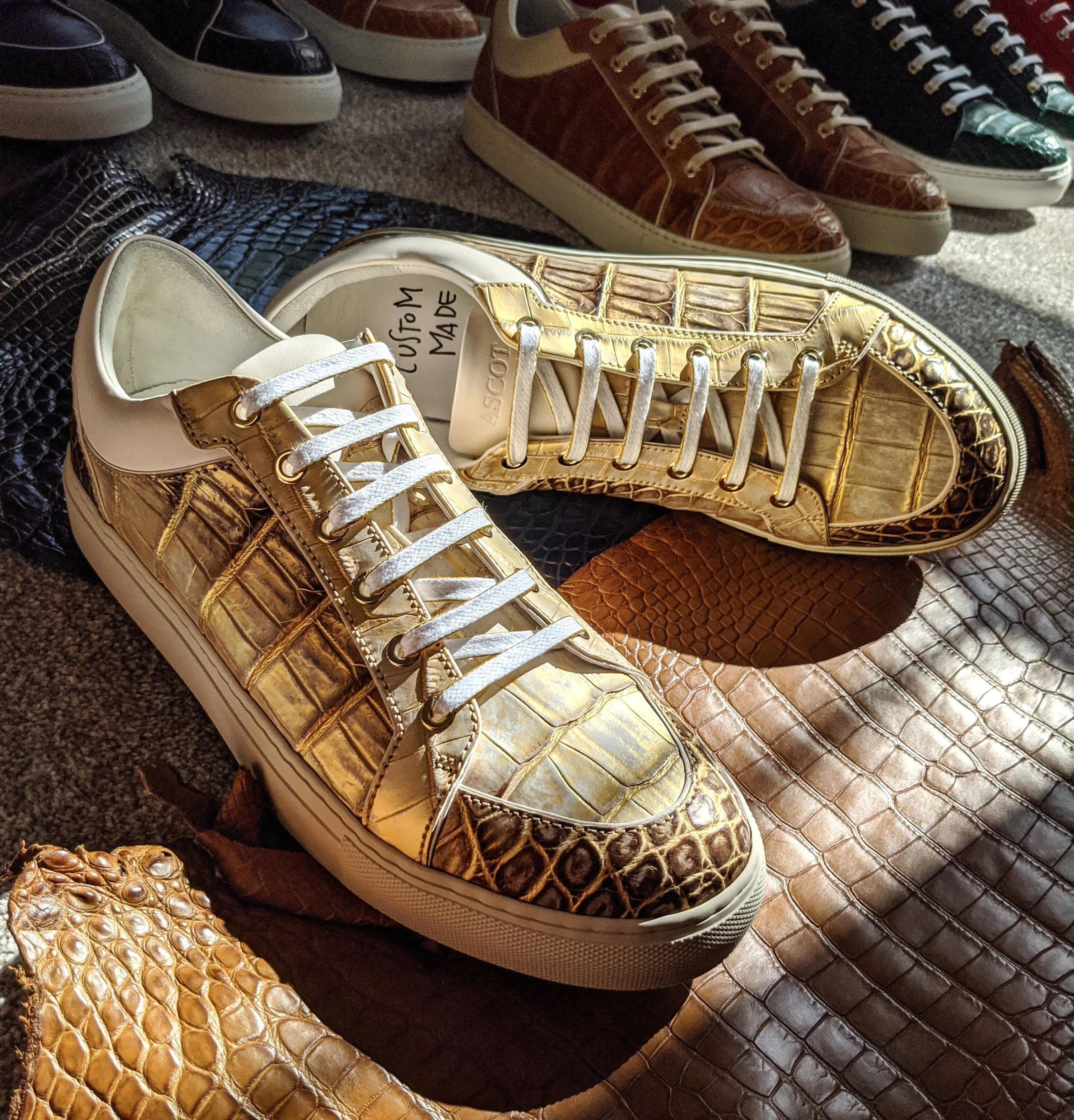 Ascot Sneakers - Gold Crocodile