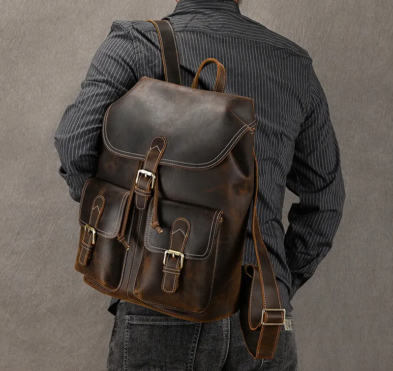 Atlas Leather Men's Shoulder Backpack