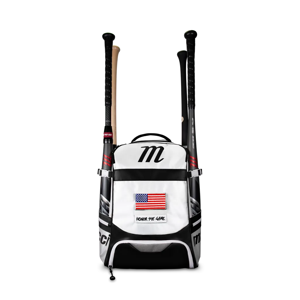 Back Pack Beisbol Softbol Marucci Dynamo MBDYNBP Blanco Negro Grande