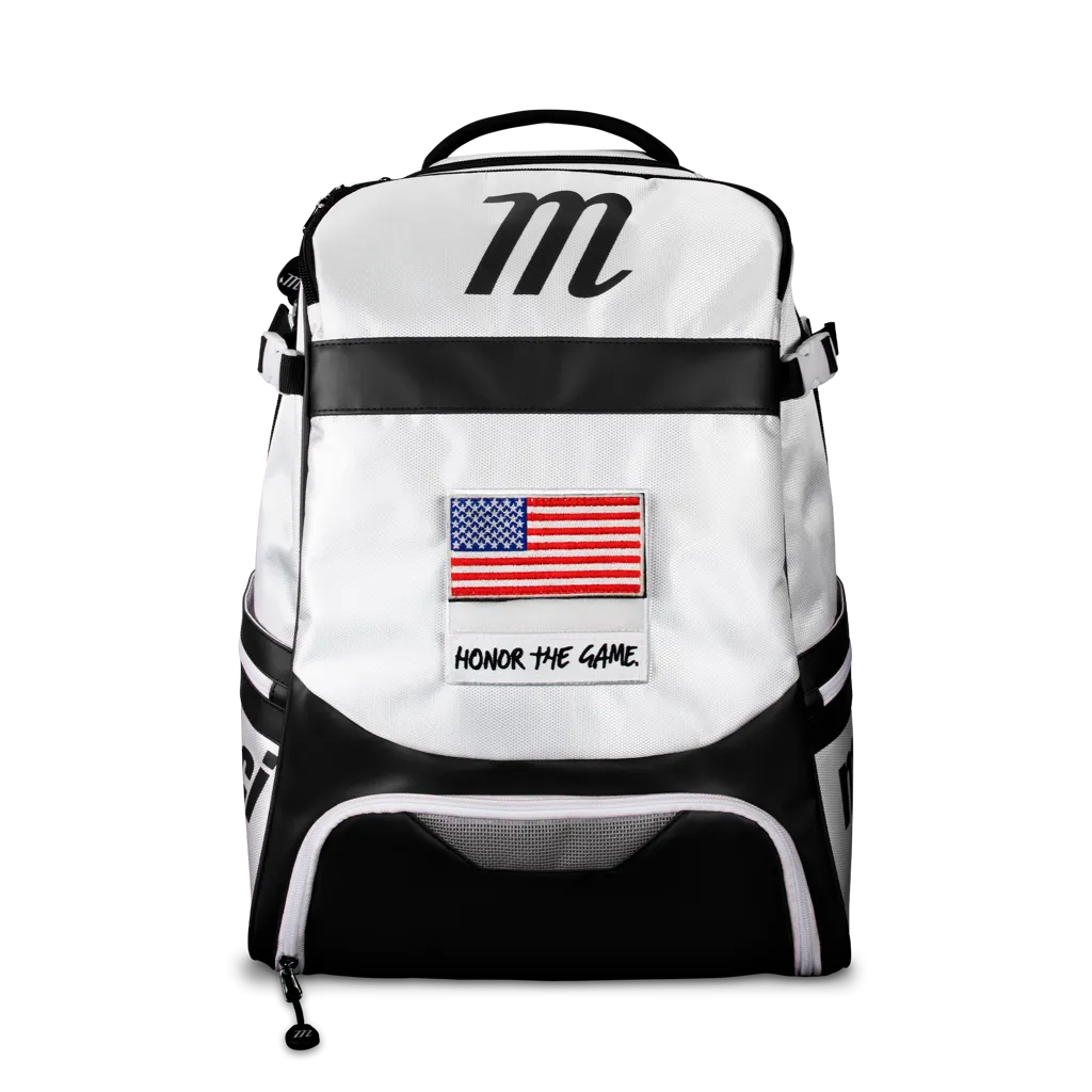 Back Pack Beisbol Softbol Marucci Dynamo MBDYNBP Blanco Negro Grande