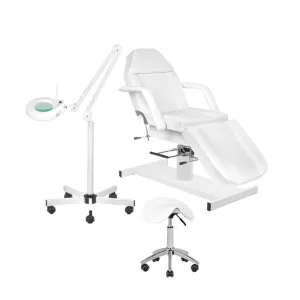 Beauty Bed White A210   Led Magnifier Lamp S5   Beauty Stool 302 Bundle