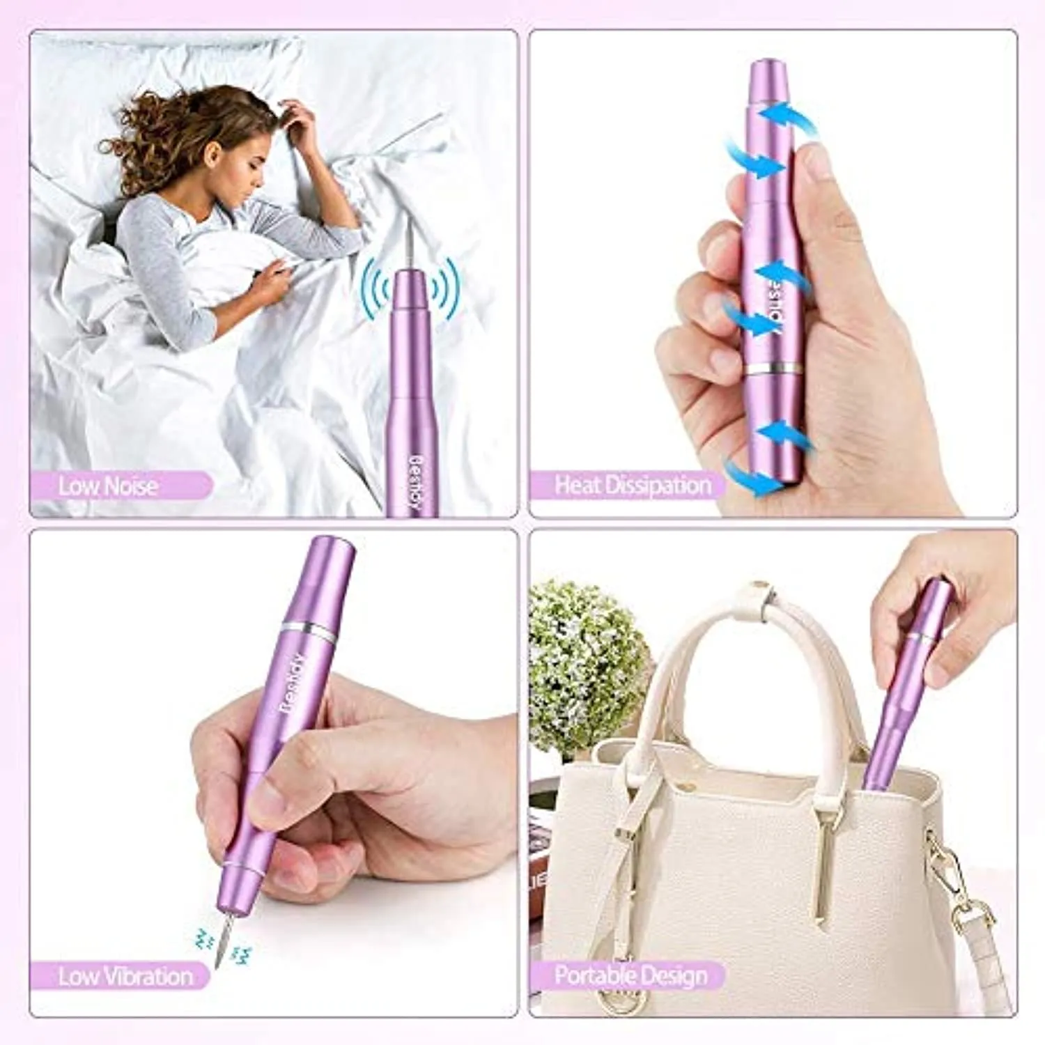 Bestidy Electric Nail Drill Kit,2020 Upgraded Professional Nail File Portable Manicure Pedicure Drill Kit for Acrylic Nails with Manicure Pedicure Brush,Sanding Band,10pcs Tungsten Carbide Bits