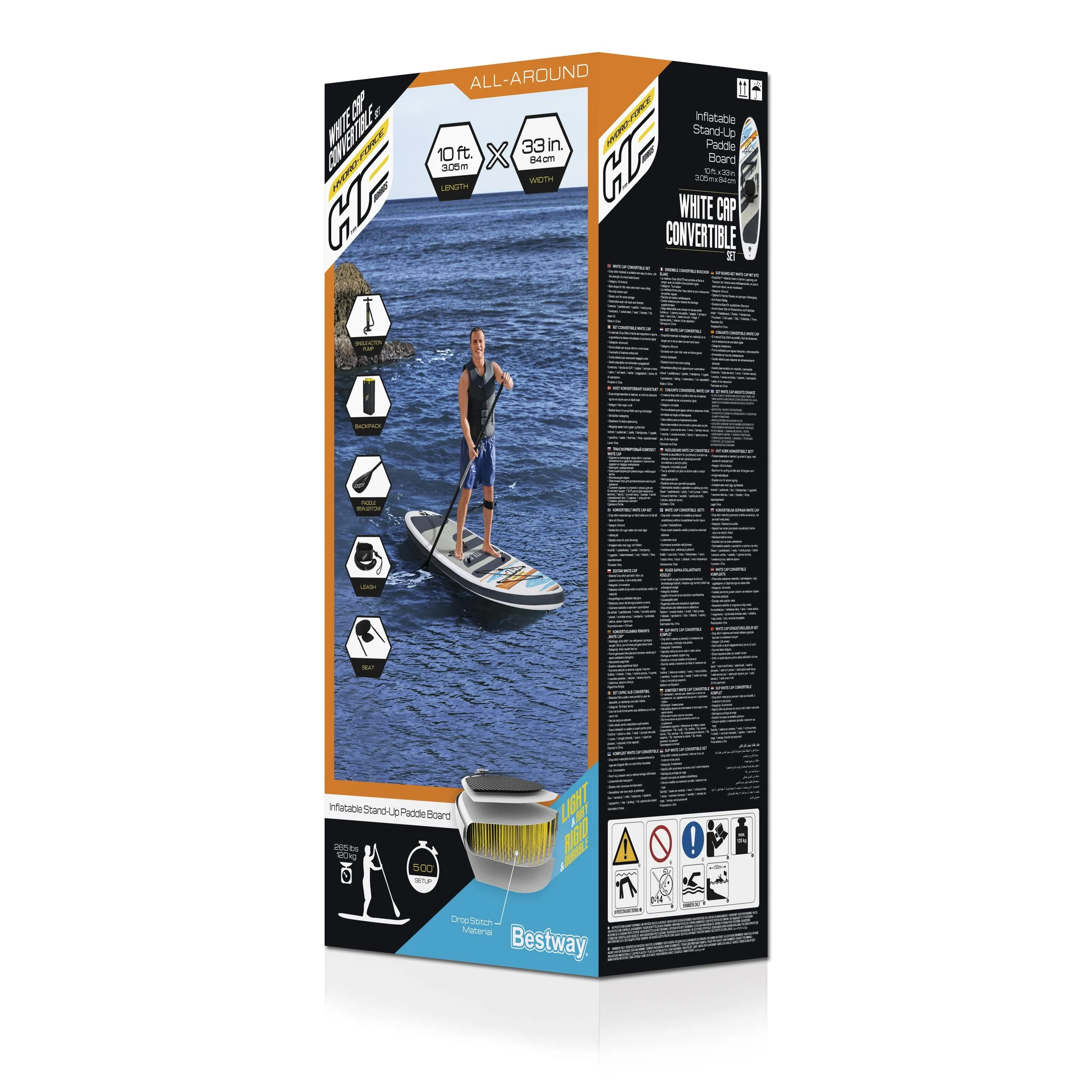 Bestway Hydroforce White Cap SUP Stand Up Paddleboard Set