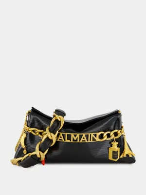 Black 1945 Striped Patent Leather Clutch