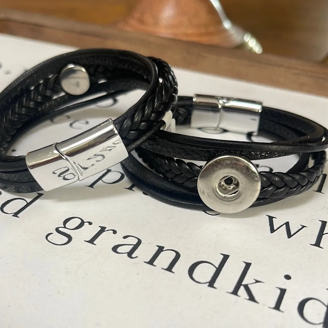 Black Braided Leatherette Magnetic Bracelet