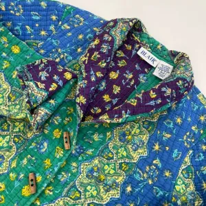 Blair Vintage Colorful Quilted Womens Jacket, Blair 100%‎ Cotton Wood Button 335