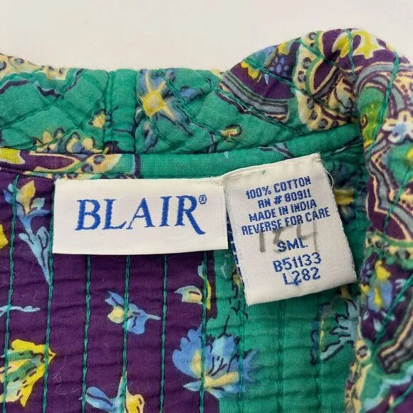 Blair Vintage Colorful Quilted Womens Jacket, Blair 100%‎ Cotton Wood Button 335