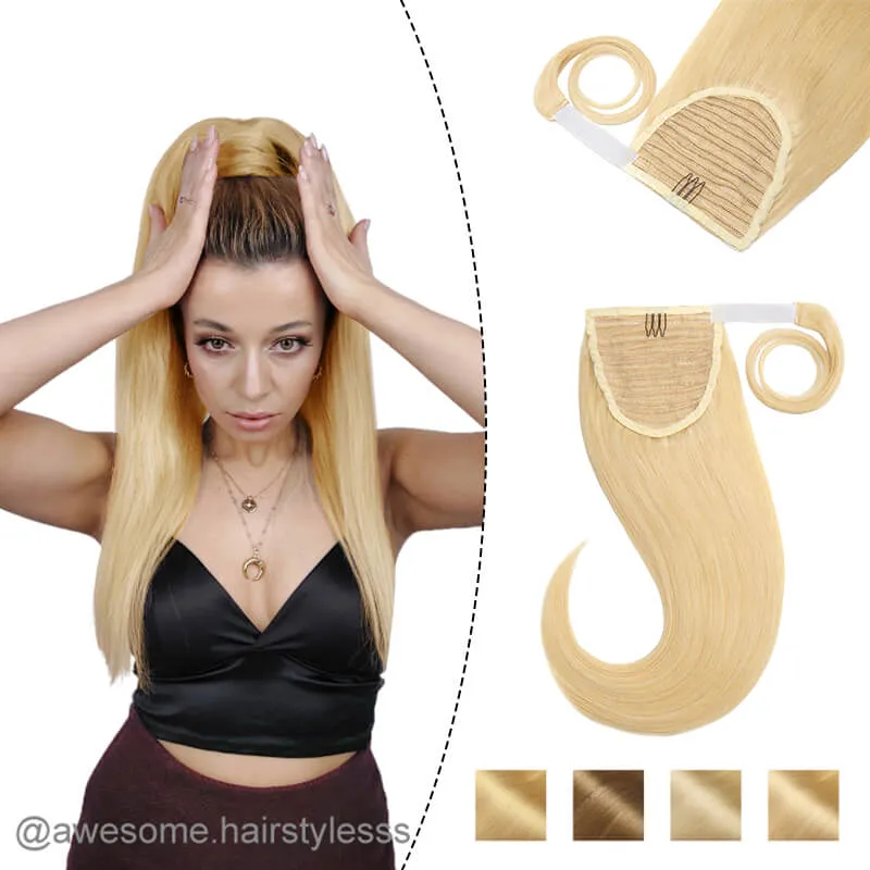 Blonde Wrap Around Ponytail Human Hair Extensions