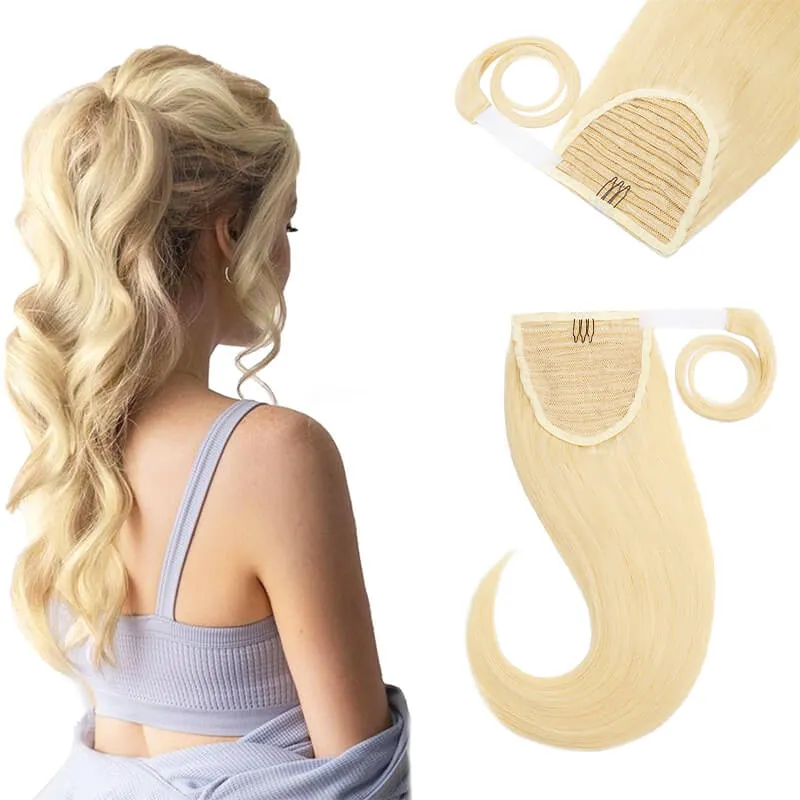 Blonde Wrap Around Ponytail Human Hair Extensions