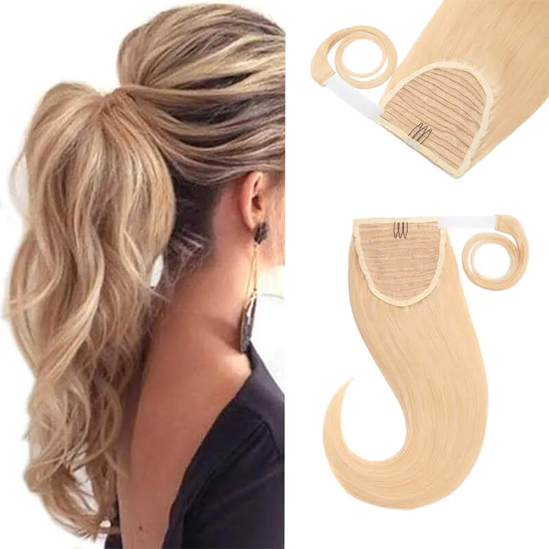Blonde Wrap Around Ponytail Human Hair Extensions
