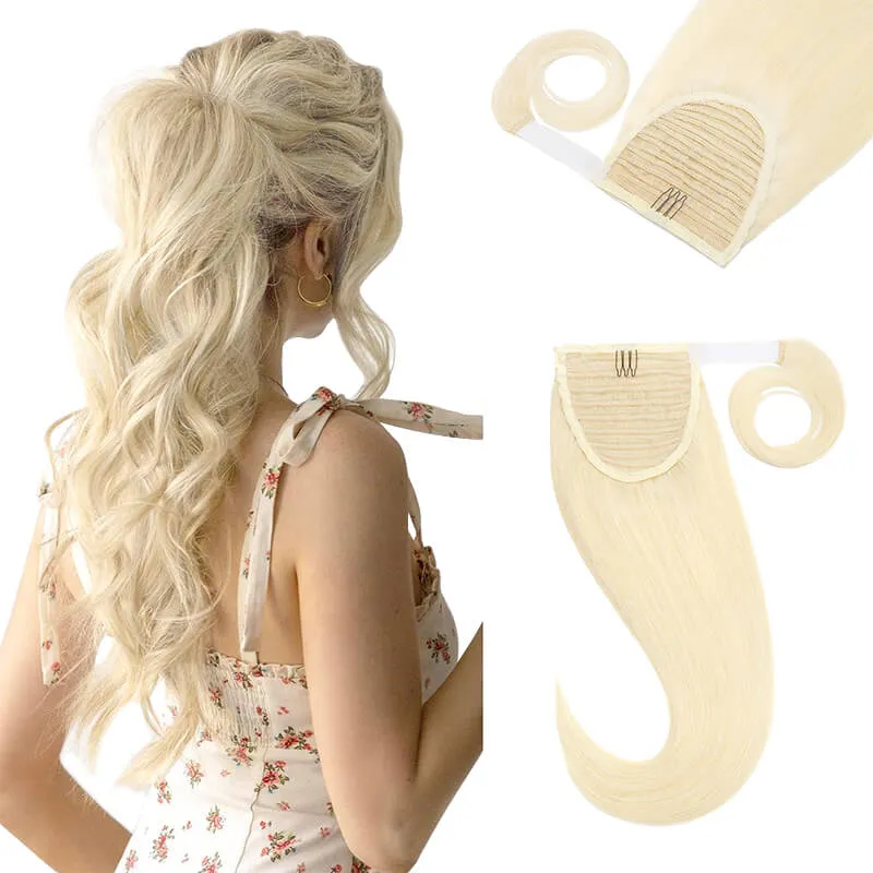 Blonde Wrap Around Ponytail Human Hair Extensions