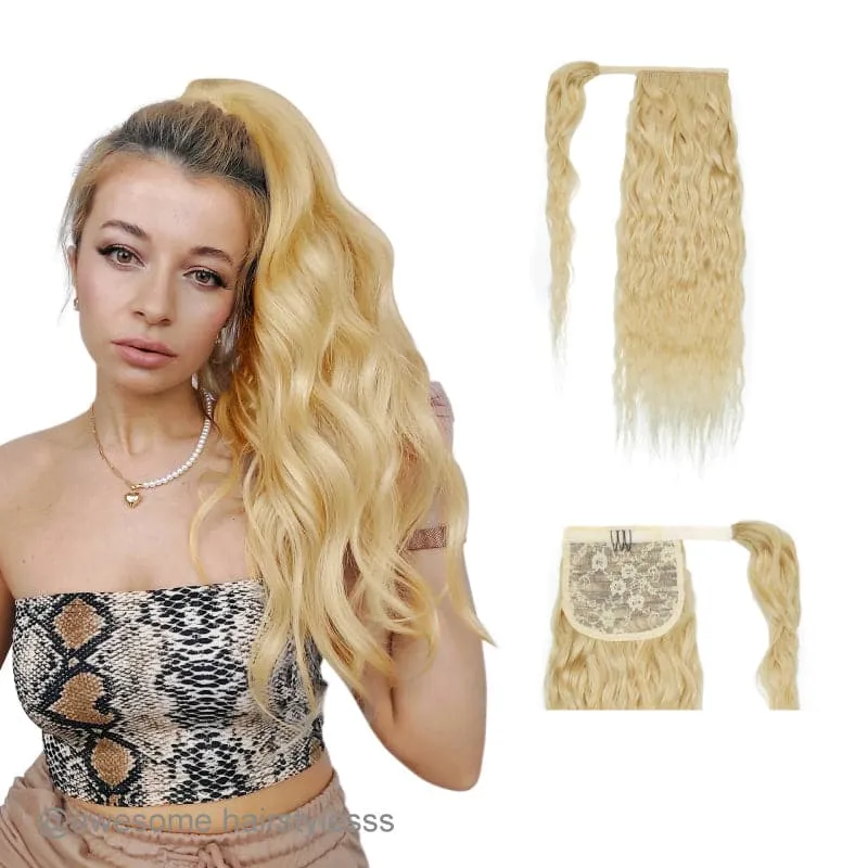Blonde Wrap Around Ponytail Human Hair Extensions
