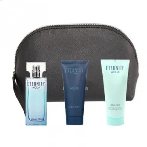 CALVIN KLEIN ETERNITY AQUA FOR WOMEN EDP 15ML 30ML BODY LOTION 30ML SHOWER GEL COSMETIC BAG SET