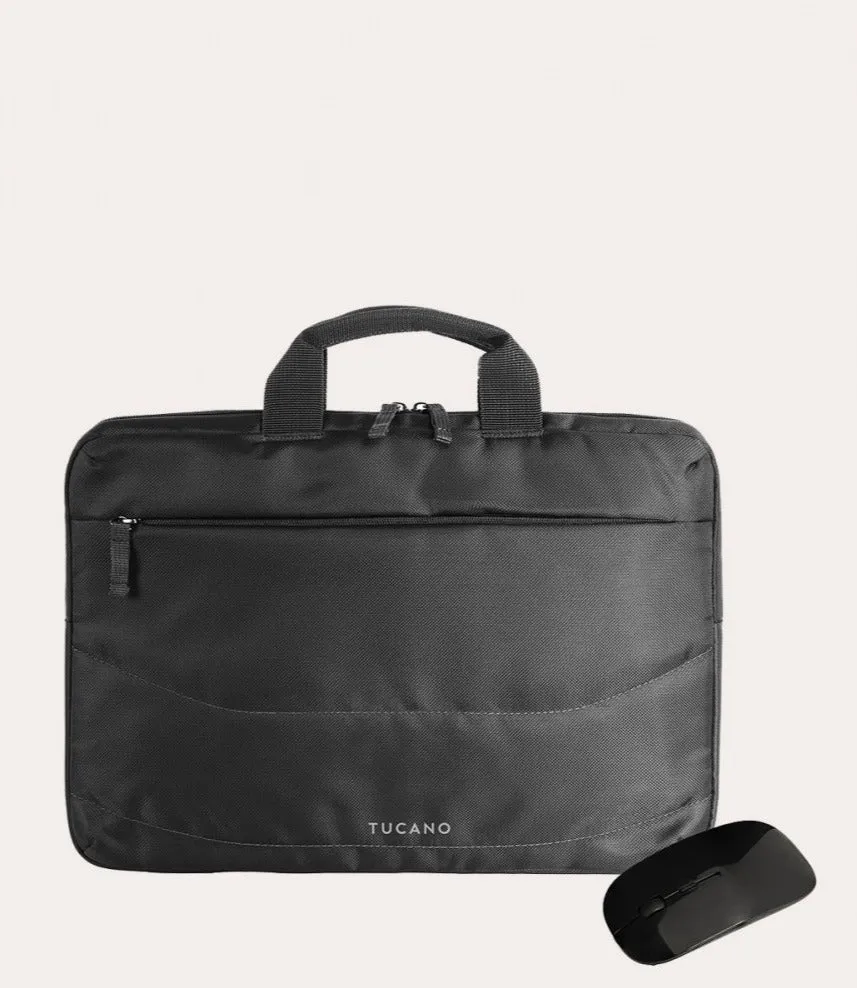 Cartella Sottile Tucano per Laptop fino a 13,3" e MacBook Pro 14" Idea Nero   Mouse in OMAGGIO